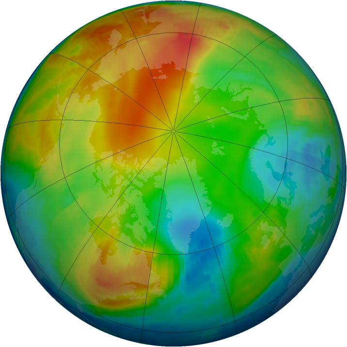 Arctic ozone map for 18 January 1997